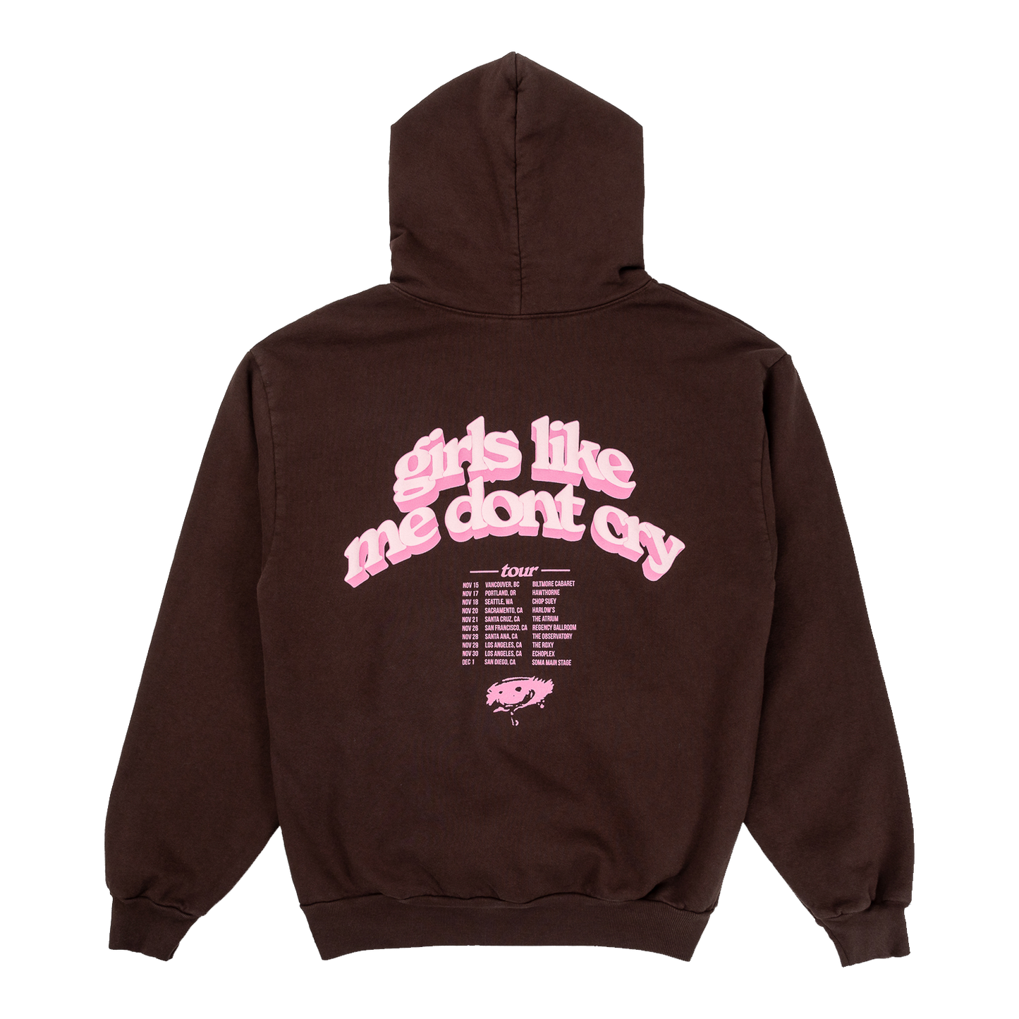 girls like me don't cry west coast tour hoodie (brown)